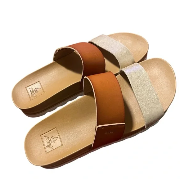 Great Condition! Women’s REEF “Cushion Vista Hi” size 9 Brown & gold straps! - Picture 2 of 5